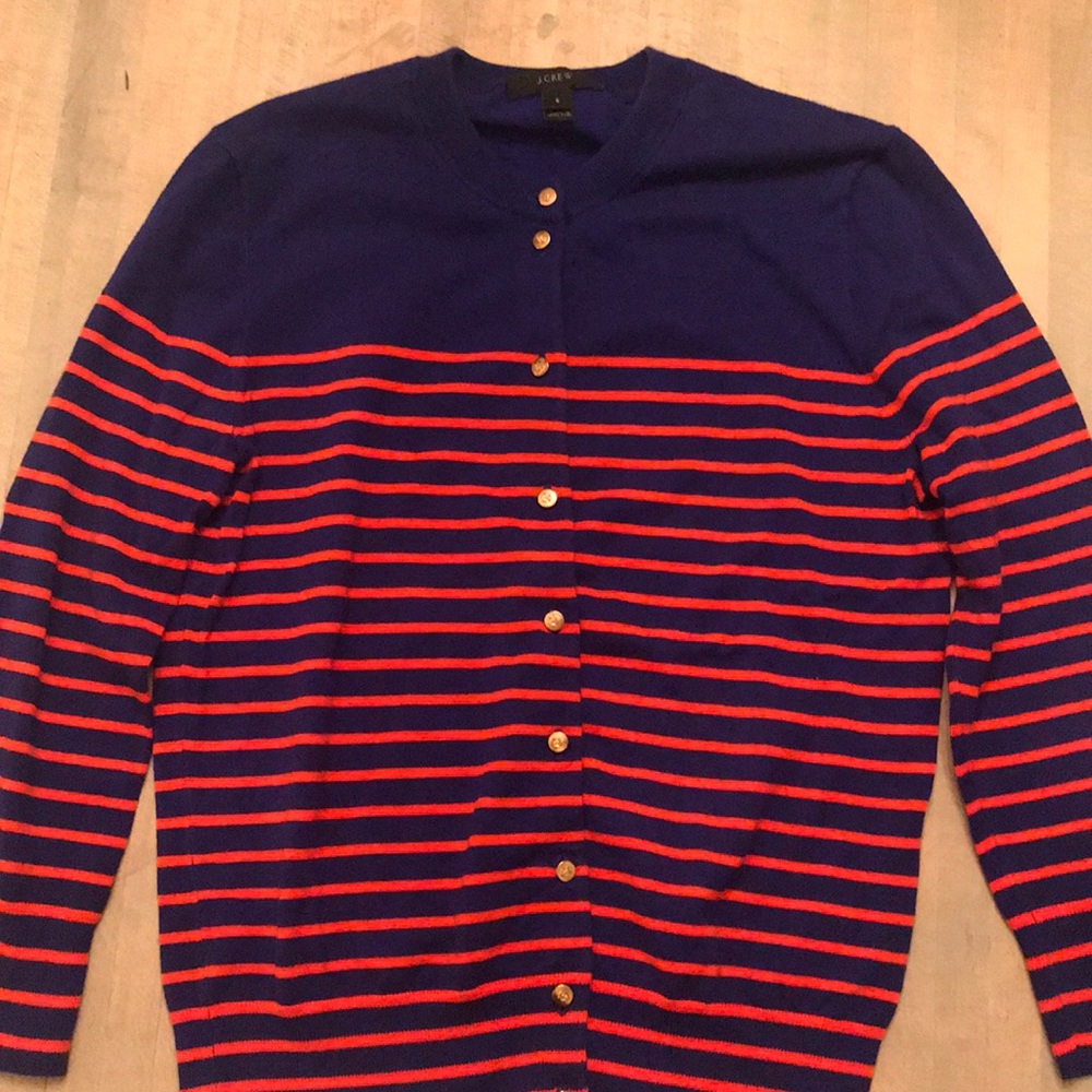 J. Crew striped cotton cardigan anchor buttons